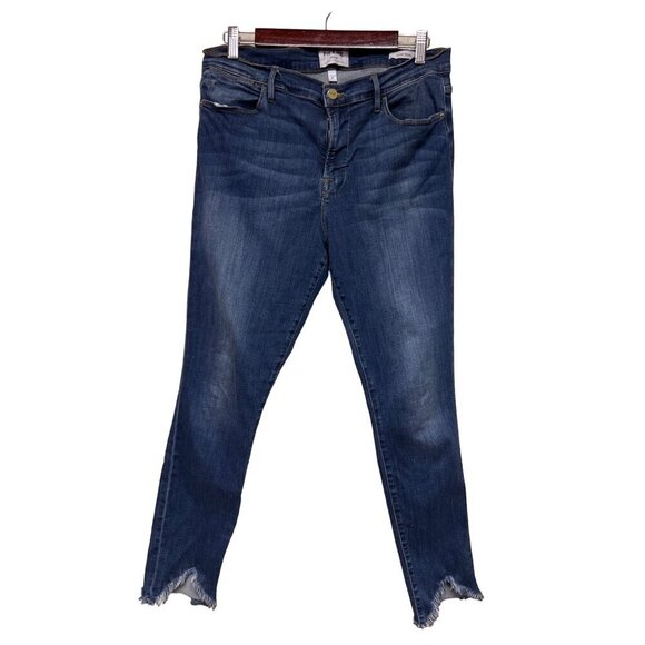 Frame Le High Skinny Denim Blue Jeans Raw Hem Women's SIze 31 - Picture 1 of 12